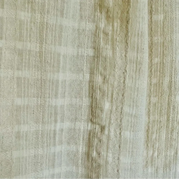 FREE PEOPLE | Orange Cream Ivory Mixed Fabric Shirt Button Down Shacket | Small - Picture 7 of 7